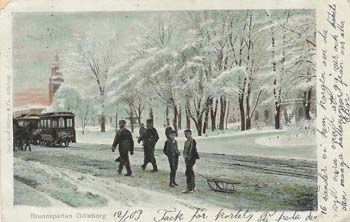 Brunnsparken med Hästspårvagnar 1903